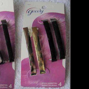 4 Goody Jenna Stay Put Tight Metal Bar Clasp Hair Barrettes Arch Secure 3" + Pin